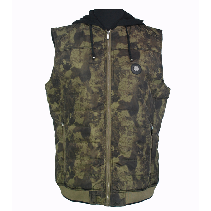 Men's Windproof Knitted Hood Camouflage Daily Autumn Winter 3M Rolled Cotton Padding Vests